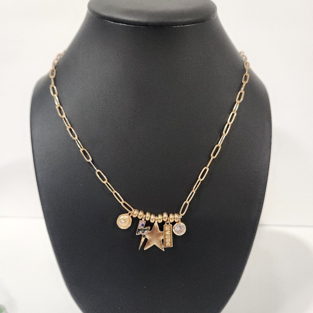 NWT Gold Tone Charm Necklace